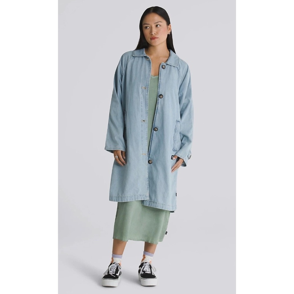 Vans Mac Denim‎ Jacket Womens Medium Light Wash Midi Skate